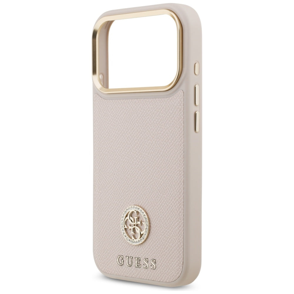 Custodia MagSafe per Apple iPhone 17 Pro, Guess, Grained Strass Logo, Rosa