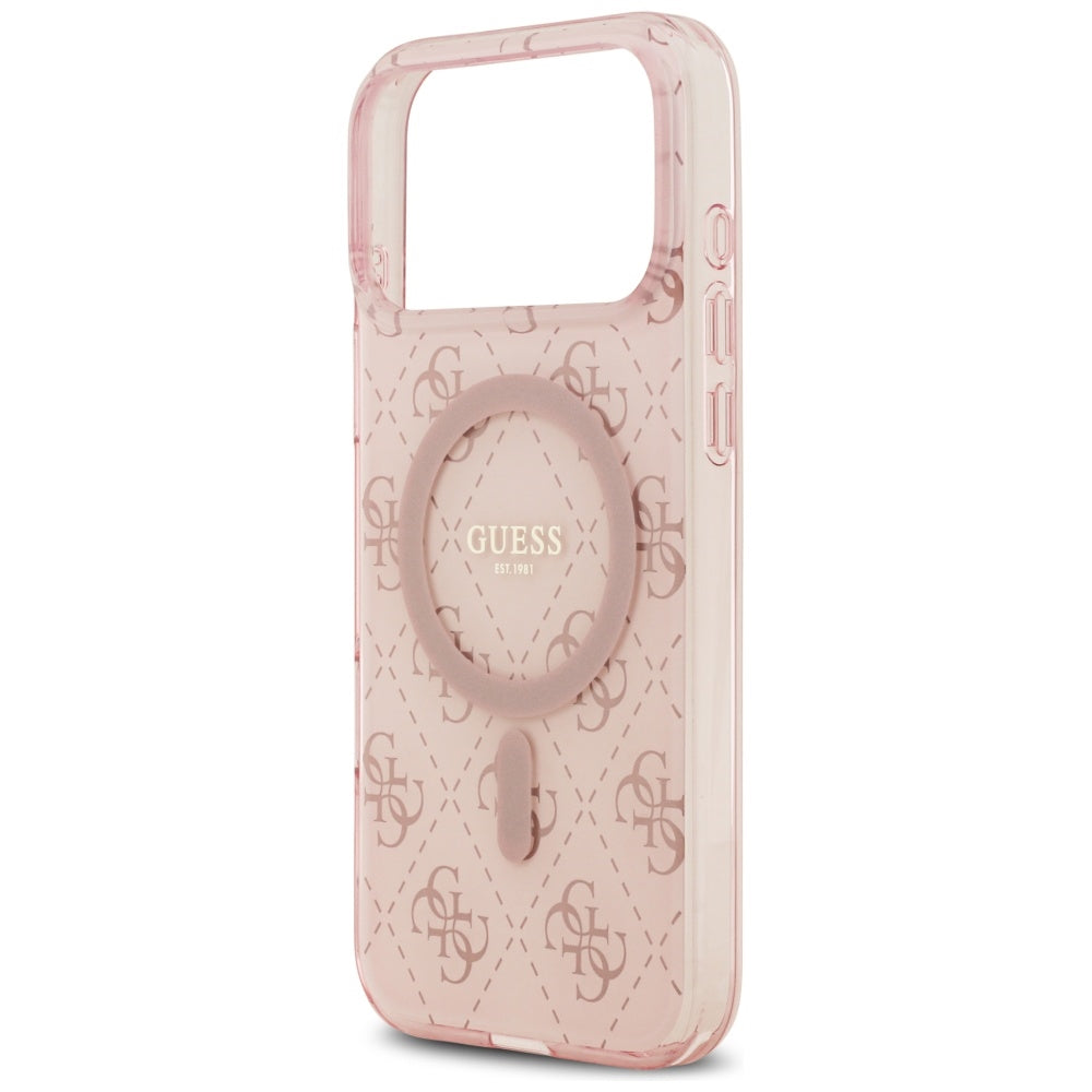 Custodia MagSafe per Apple iPhone 17 Pro, Guess, IML 4G Background, Rosa