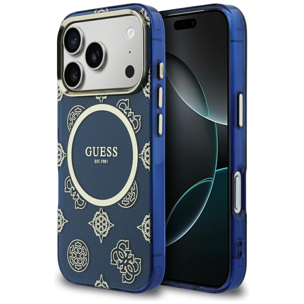 MagSafe Case for Apple iPhone 17 Pro, Guess, IML Peony Dot, Blue