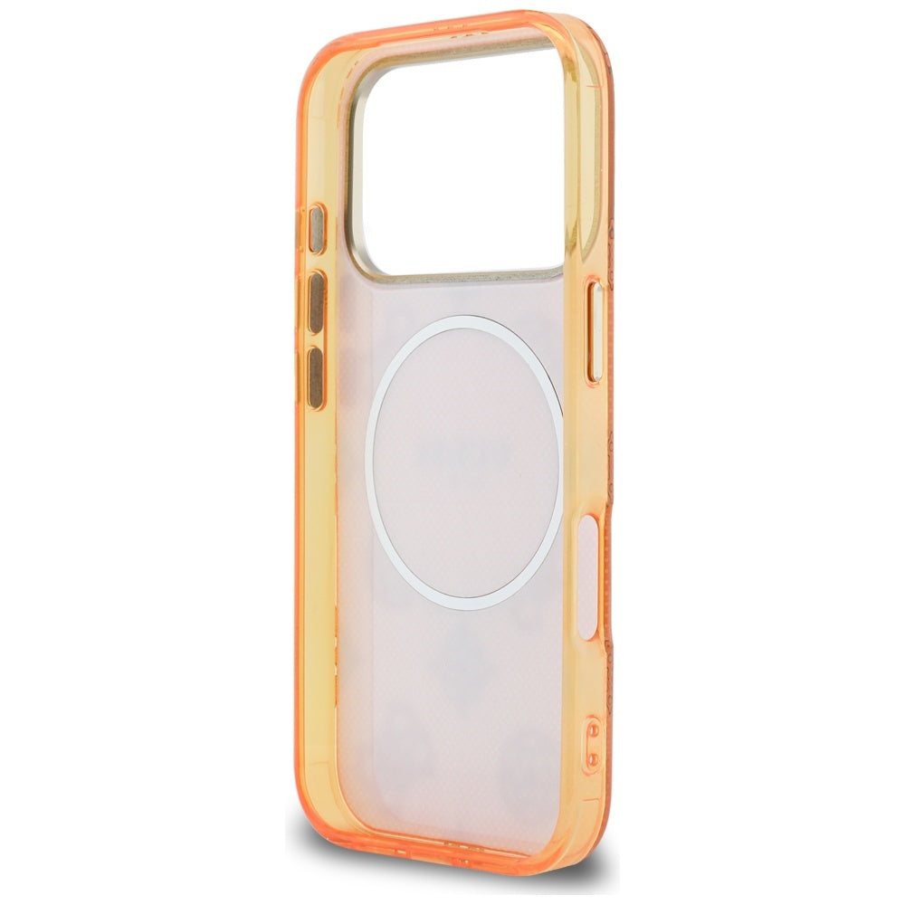 Custodia MagSafe per Apple iPhone 17 Pro, Guess, IML Peony Dot, Arancione