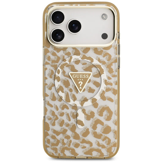 Custodia MagSafe per Apple iPhone 17 Pro, Guess, Leopard Glitter, Marrone
