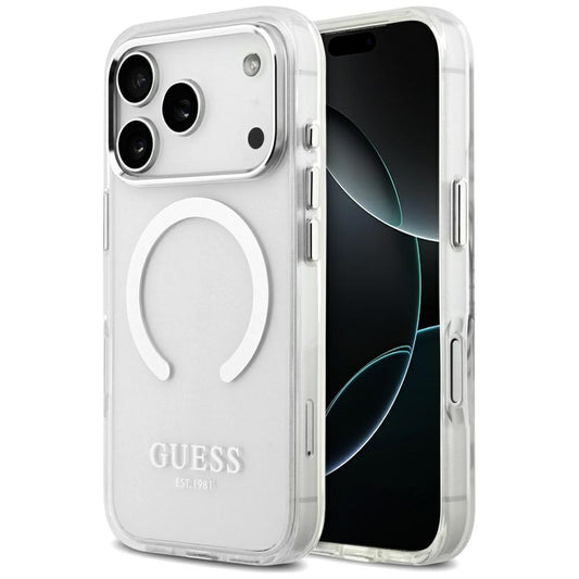Custodia MagSafe per Apple iPhone 17 Pro, Guess, Metal Outline, Argento