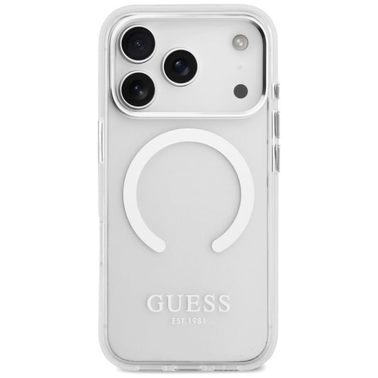 Custodia MagSafe per Apple iPhone 17 Pro, Guess, Metal Outline, Argento