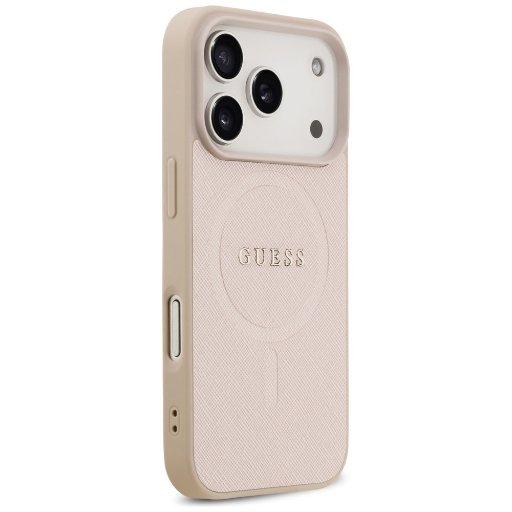 Custodia MagSafe per Apple iPhone 17 Pro, Guess, Saffiano Classic Logo, Rosa