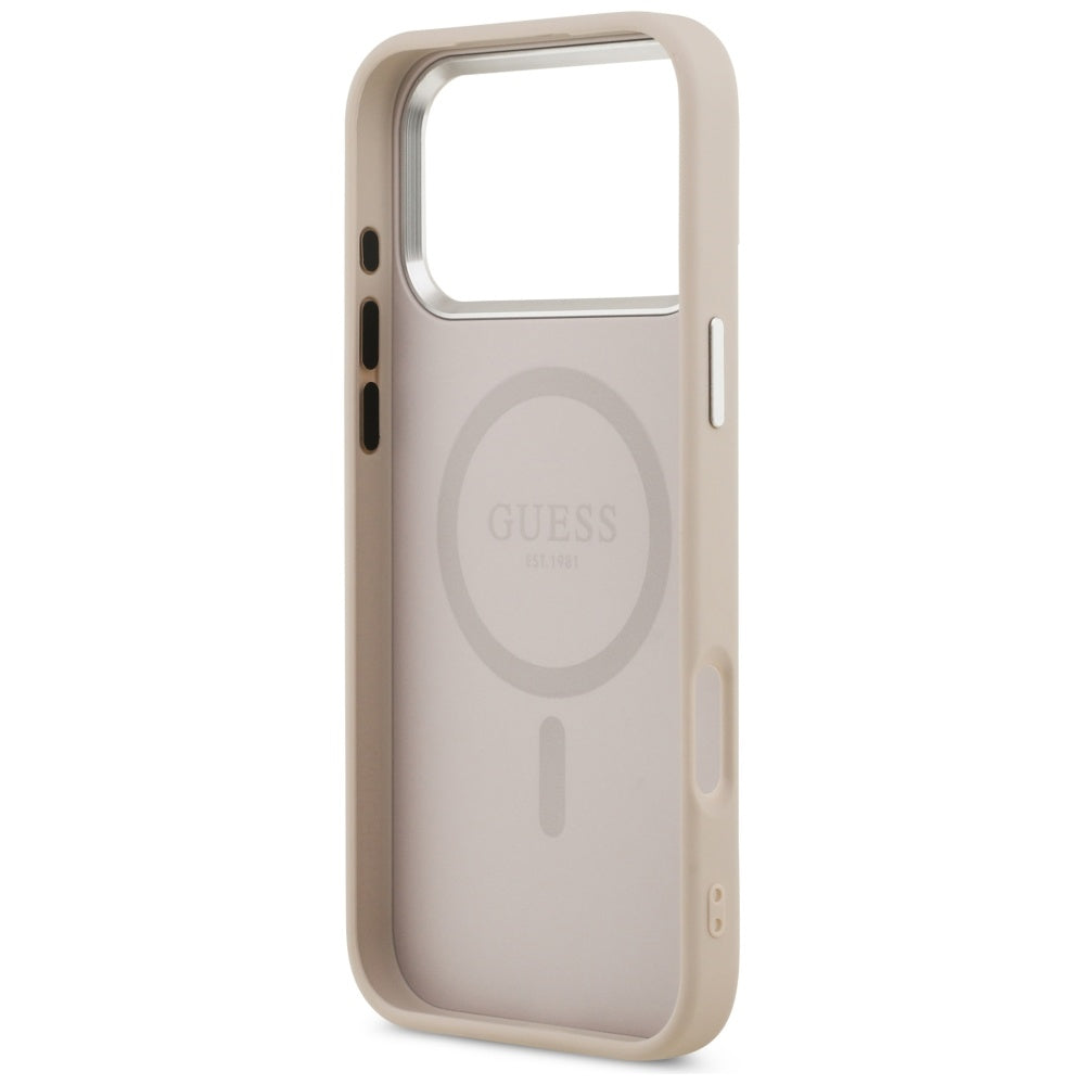 MagSafe Case for Apple iPhone 17 Pro, Guess, Triangle Logo, Silver Pink