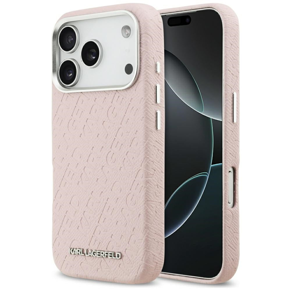 Custodia MagSafe per Apple iPhone 17 Pro, Karl Lagerfeld, FW Stamped Karl, Rosa