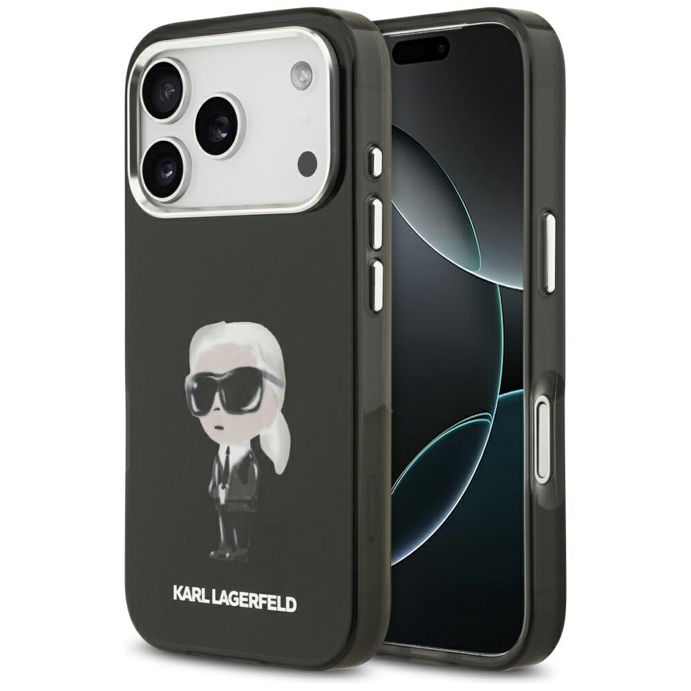 Custodia MagSafe per Apple iPhone 17 Pro, Karl Lagerfeld, IML Aquarelle Karl Ikonik, Nera