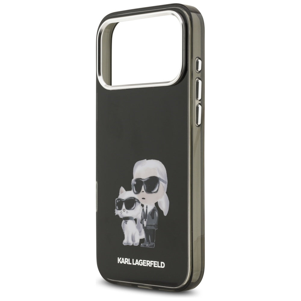 Custodia MagSafe per Apple iPhone 17 Pro, Karl Lagerfeld, IML Aquarelle Logo Karl & Choupette, Nera