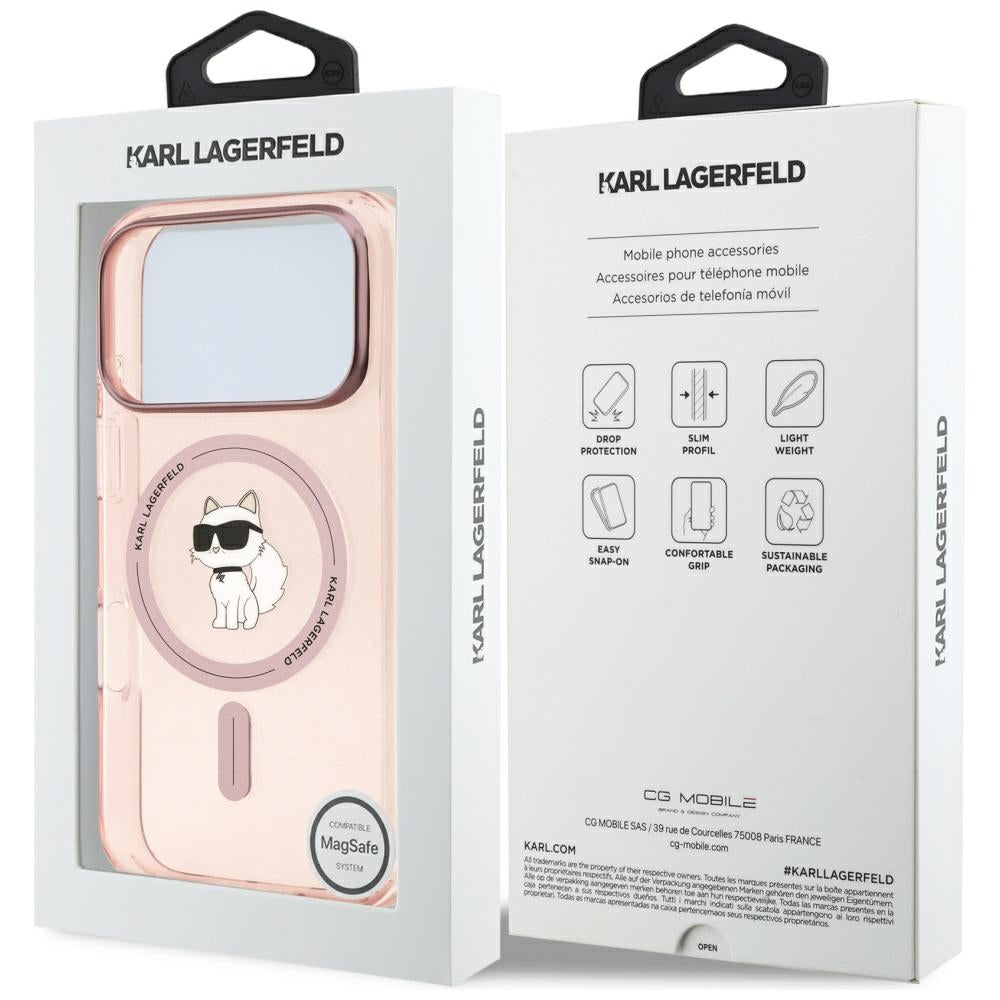 Custodia MagSafe per Apple iPhone 17 Pro, Karl Lagerfeld, IML Choupette, Rosa
