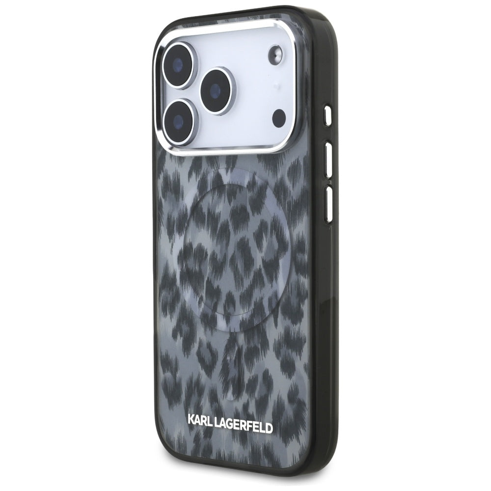 Custodia MagSafe per Apple iPhone 17 Pro, Karl Lagerfeld, IML Leopard Pattern, Nera