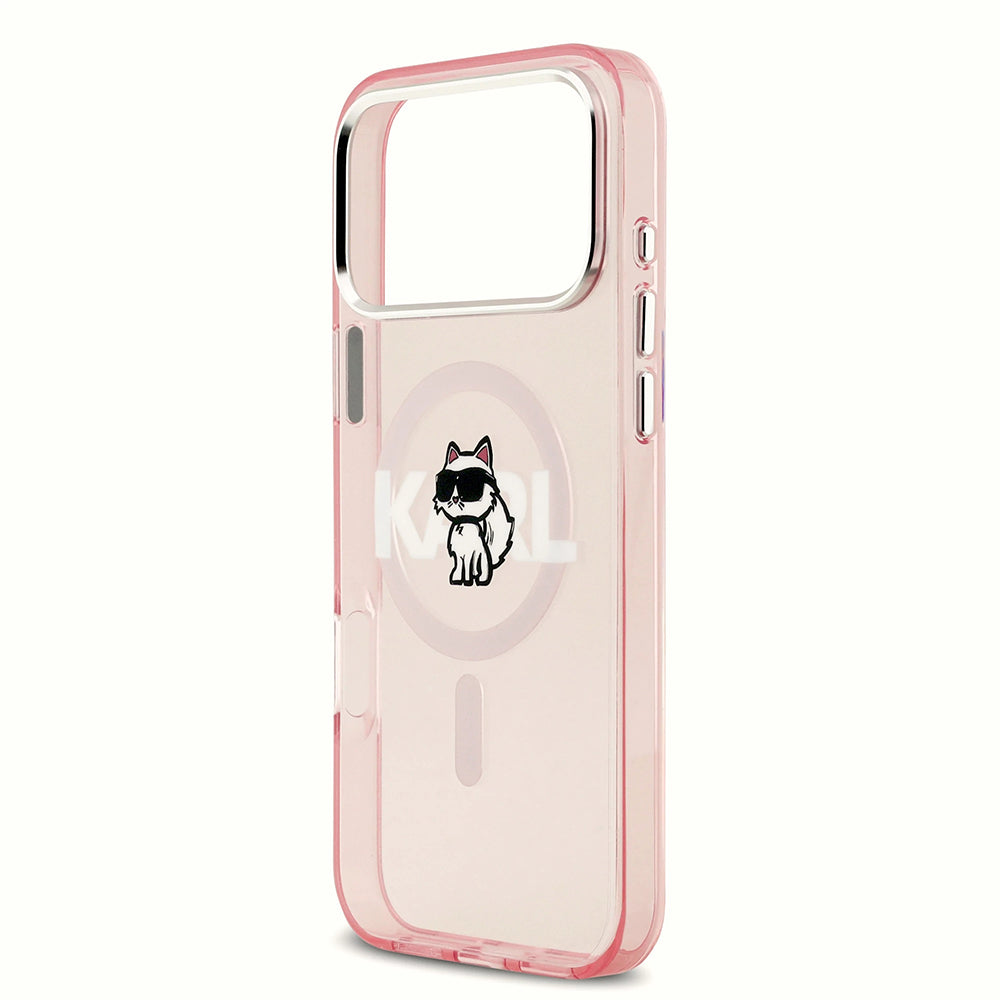 Custodia MagSafe per Apple iPhone 17 Pro, Karl Lagerfeld, IML Sketch Logo Choupette, Rosa