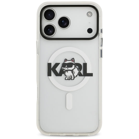 Custodia MagSafe per Apple iPhone 17 Pro, Karl Lagerfeld, IML Sketch Logo Choupette, Trasparente