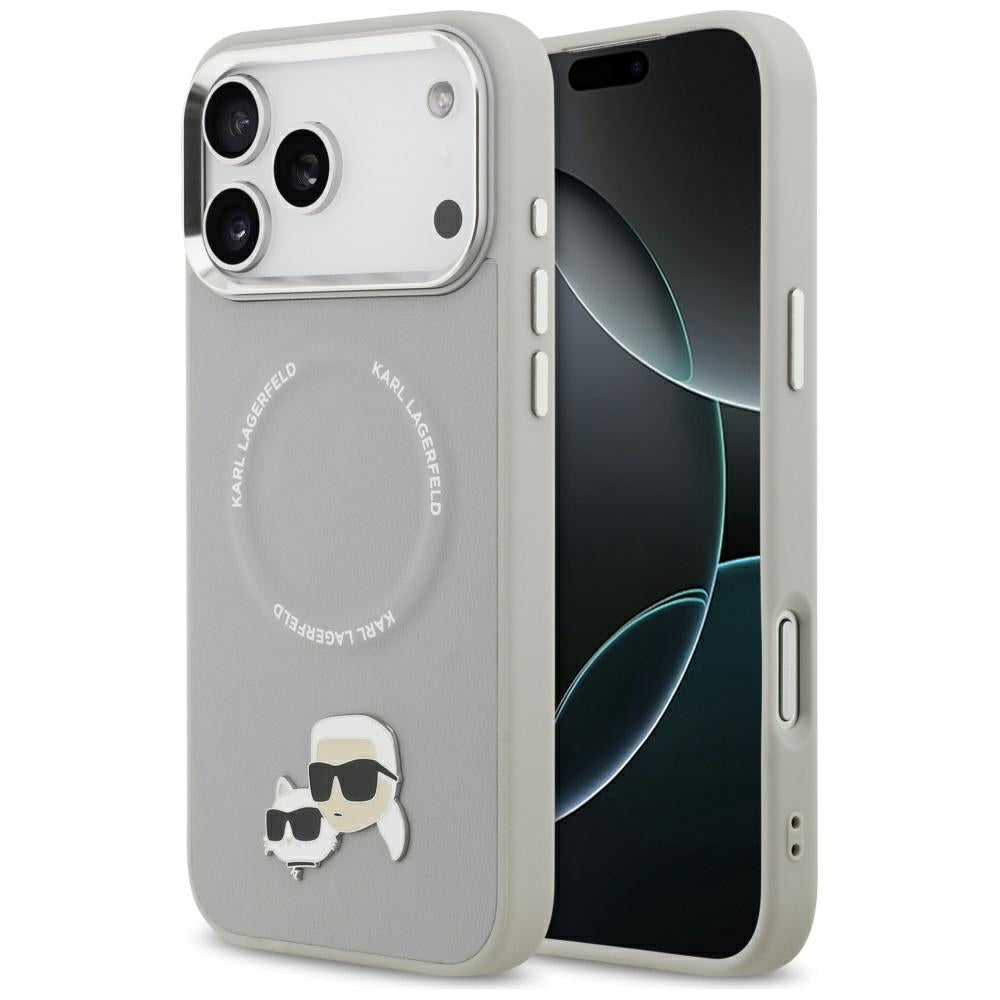 Custodia MagSafe per Apple iPhone 17 Pro, Karl Lagerfeld, Karl & Choupette Pins, Grigio