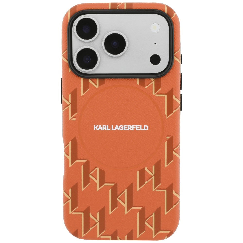 Custodia MagSafe per Apple iPhone 17 Pro, Karl Lagerfeld, Logo KL Monogram, Arancione