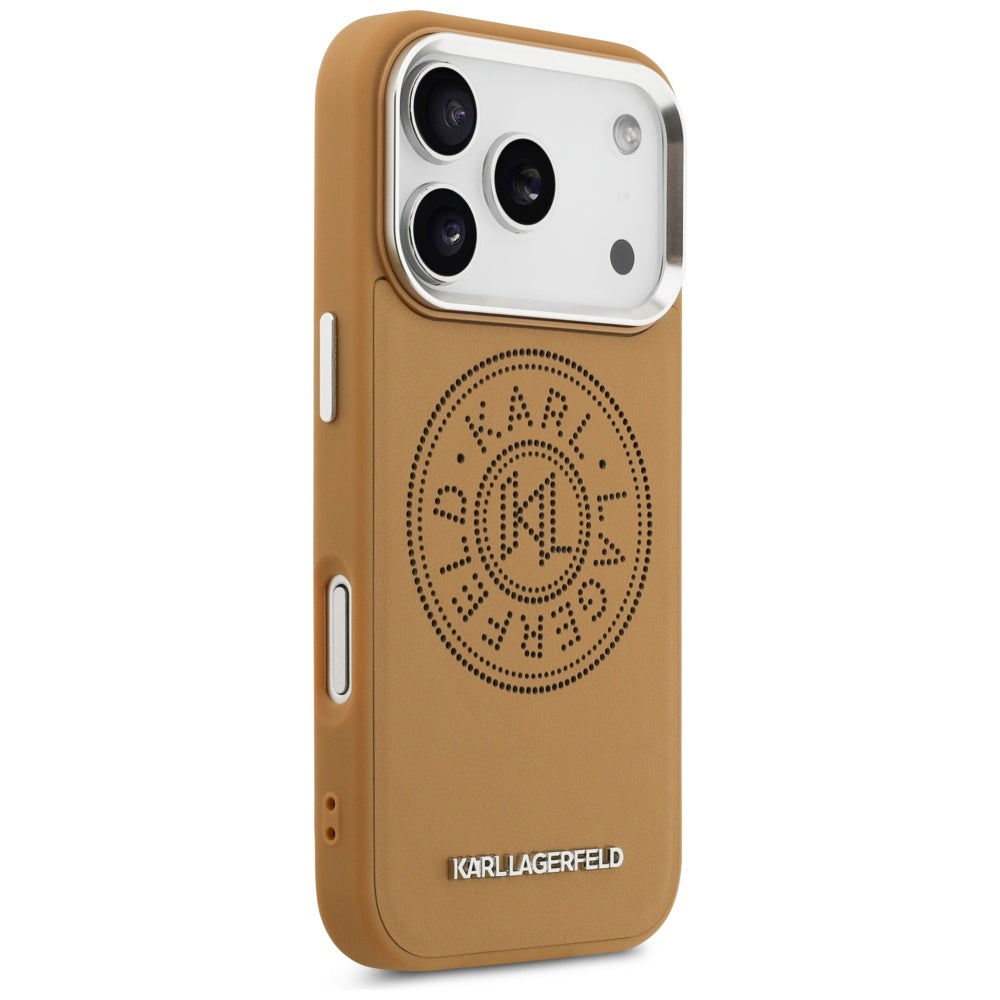Custodia MagSafe per Apple iPhone 17 Pro, Karl Lagerfeld, Point & Metal Logo, Marrone