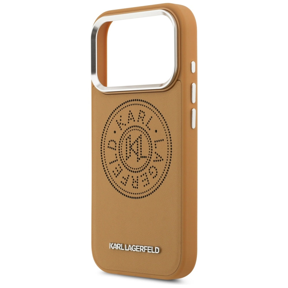 Custodia MagSafe per Apple iPhone 17 Pro, Karl Lagerfeld, Point & Metal Logo, Marrone