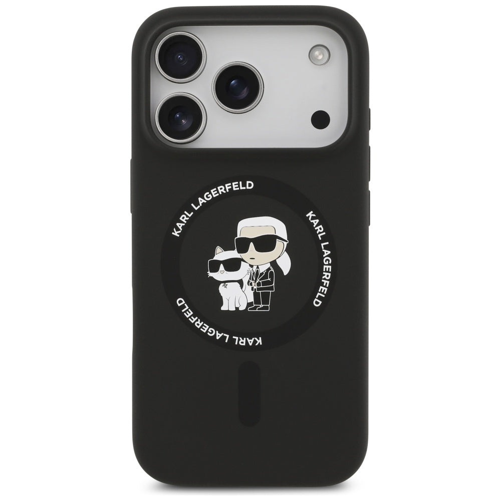 Custodia MagSafe per Apple iPhone 17 Pro, Karl Lagerfeld, Ring Karl & Choupette, Nera