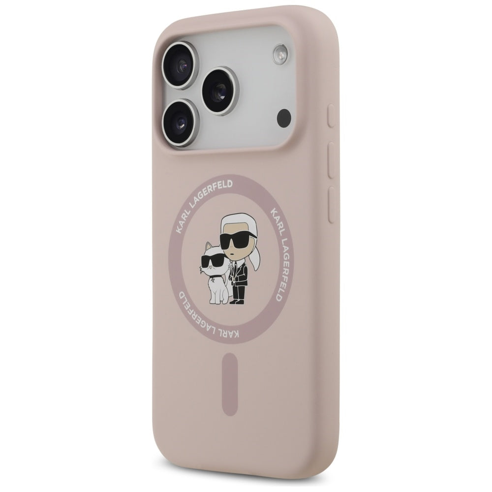 Custodia MagSafe per Apple iPhone 17 Pro, Karl Lagerfeld, Ring Karl & Choupette, Rosa