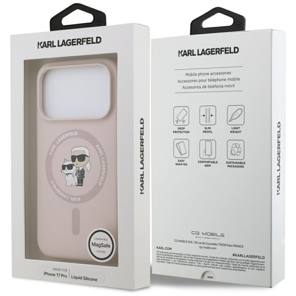Custodia MagSafe per Apple iPhone 17 Pro, Karl Lagerfeld, Ring Karl & Choupette, Rosa