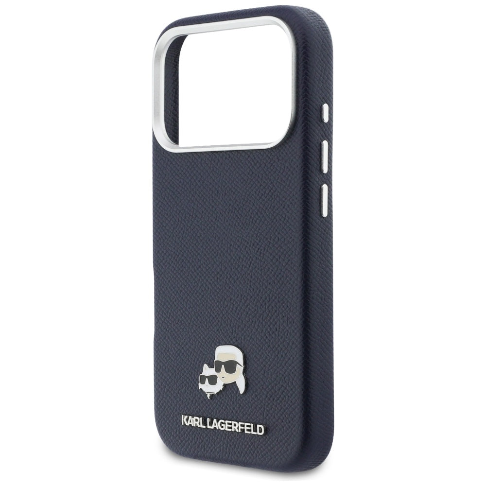 Custodia MagSafe per Apple iPhone 17 Pro, Karl Lagerfeld, Saffiano Karl & Choupette Pins, Blu
