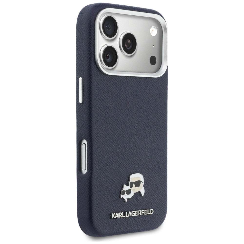 Custodia MagSafe per Apple iPhone 17 Pro, Karl Lagerfeld, Saffiano Karl & Choupette Pins, Blu