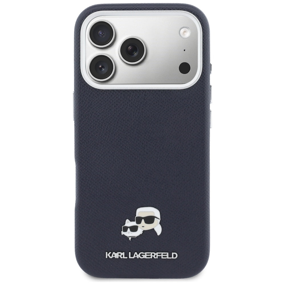 Custodia MagSafe per Apple iPhone 17 Pro, Karl Lagerfeld, Saffiano Karl & Choupette Pins, Blu