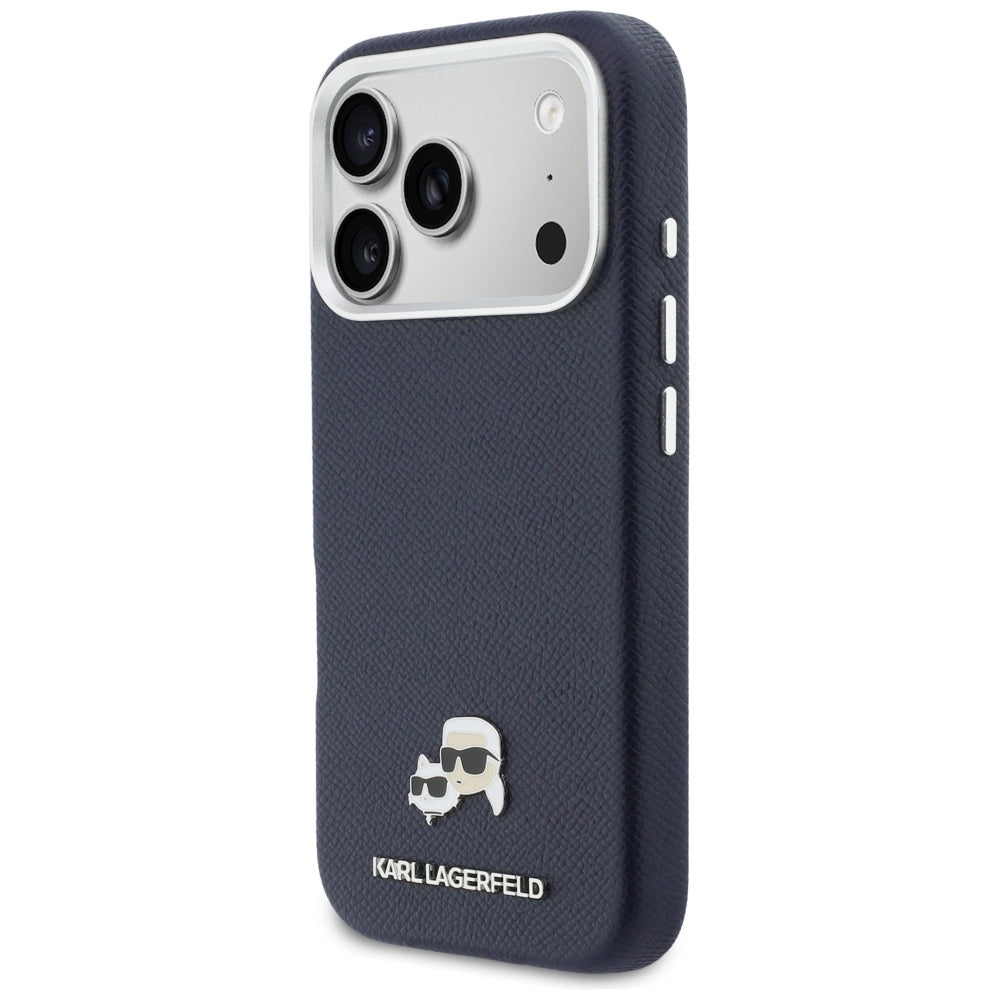Custodia MagSafe per Apple iPhone 17 Pro, Karl Lagerfeld, Saffiano Karl & Choupette Pins, Blu