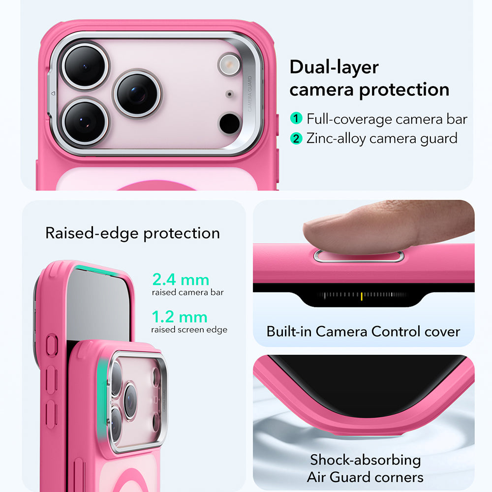 Custodia MagSafe per Apple iPhone 17 Pro Max, ESR, Classic Hybrid Kickstand, Rosa Satinato