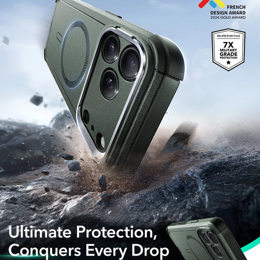 MagSafe Case for Apple iPhone 17 Pro Max, ESR, Cyber Armor Kickstand, Green