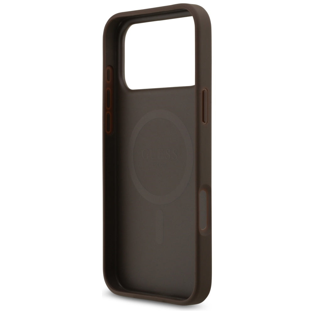 Custodia MagSafe per Apple iPhone 17 Pro Max, Guess, 4G Circle Classic Logo, Marrone