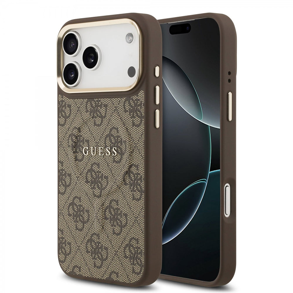 Custodia MagSafe per Apple iPhone 17 Pro Max, Guess, 4G Classic, Marrone