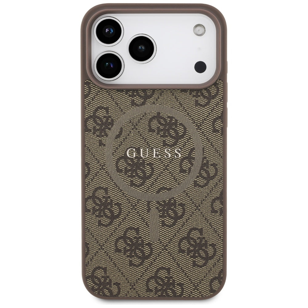 Custodia MagSafe per Apple iPhone 17 Pro Max, Guess, 4G Ring Classic Logo, Marrone