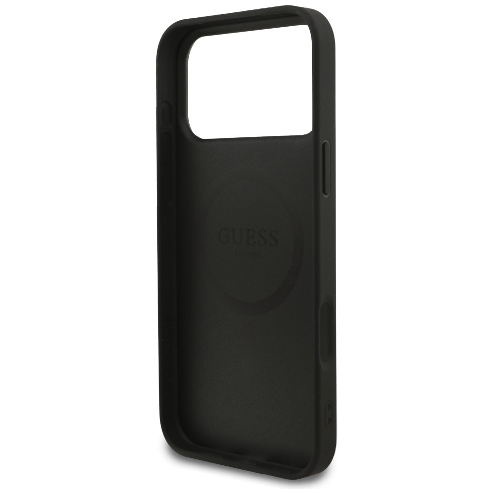 Custodia MagSafe per Apple iPhone 17 Pro Max, Guess, 4G Ring Classic Logo, Nera
