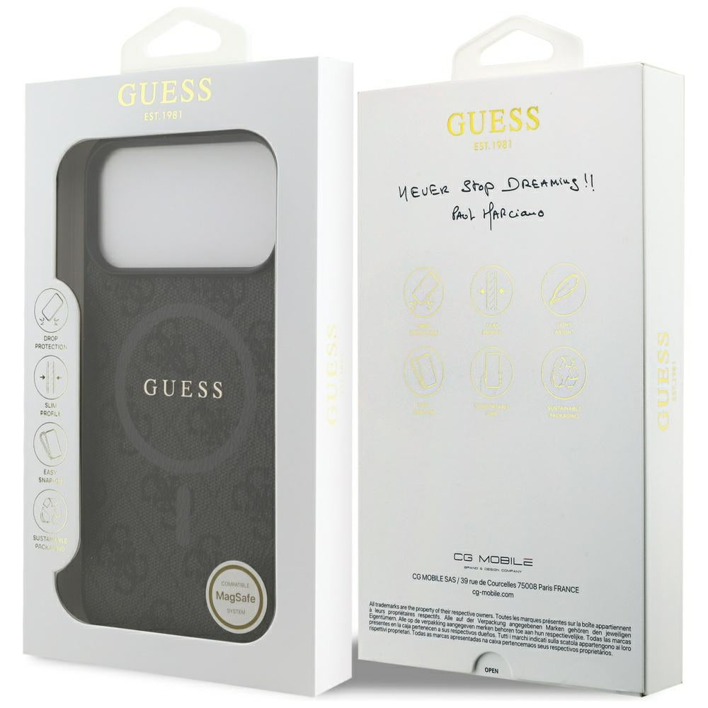 Custodia MagSafe per Apple iPhone 17 Pro Max, Guess, 4G Ring Classic Logo, Nera