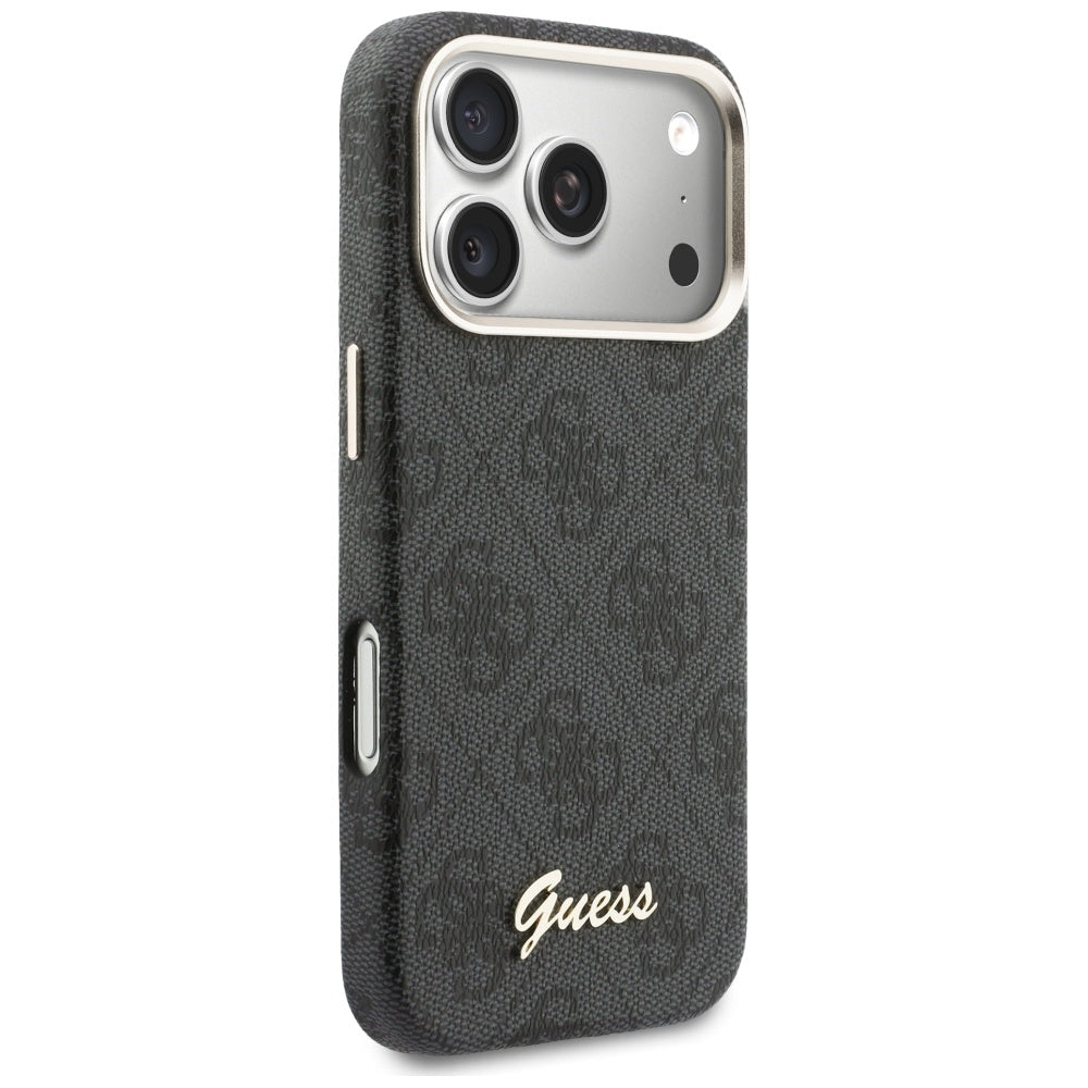 Custodia MagSafe per Apple iPhone 17 Pro Max, Guess, 4G Script Logo, Nera