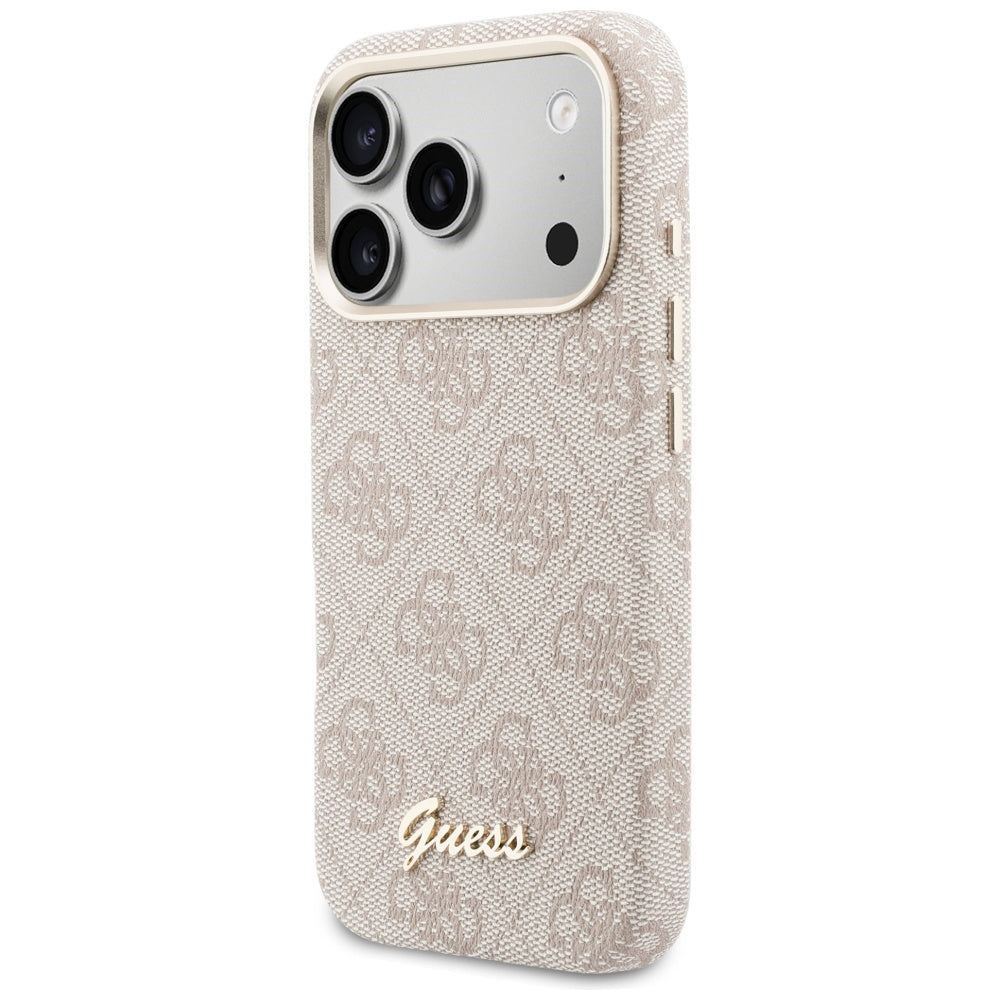 Custodia MagSafe per Apple iPhone 17 Pro Max, Guess, 4G Script Logo, Rosa