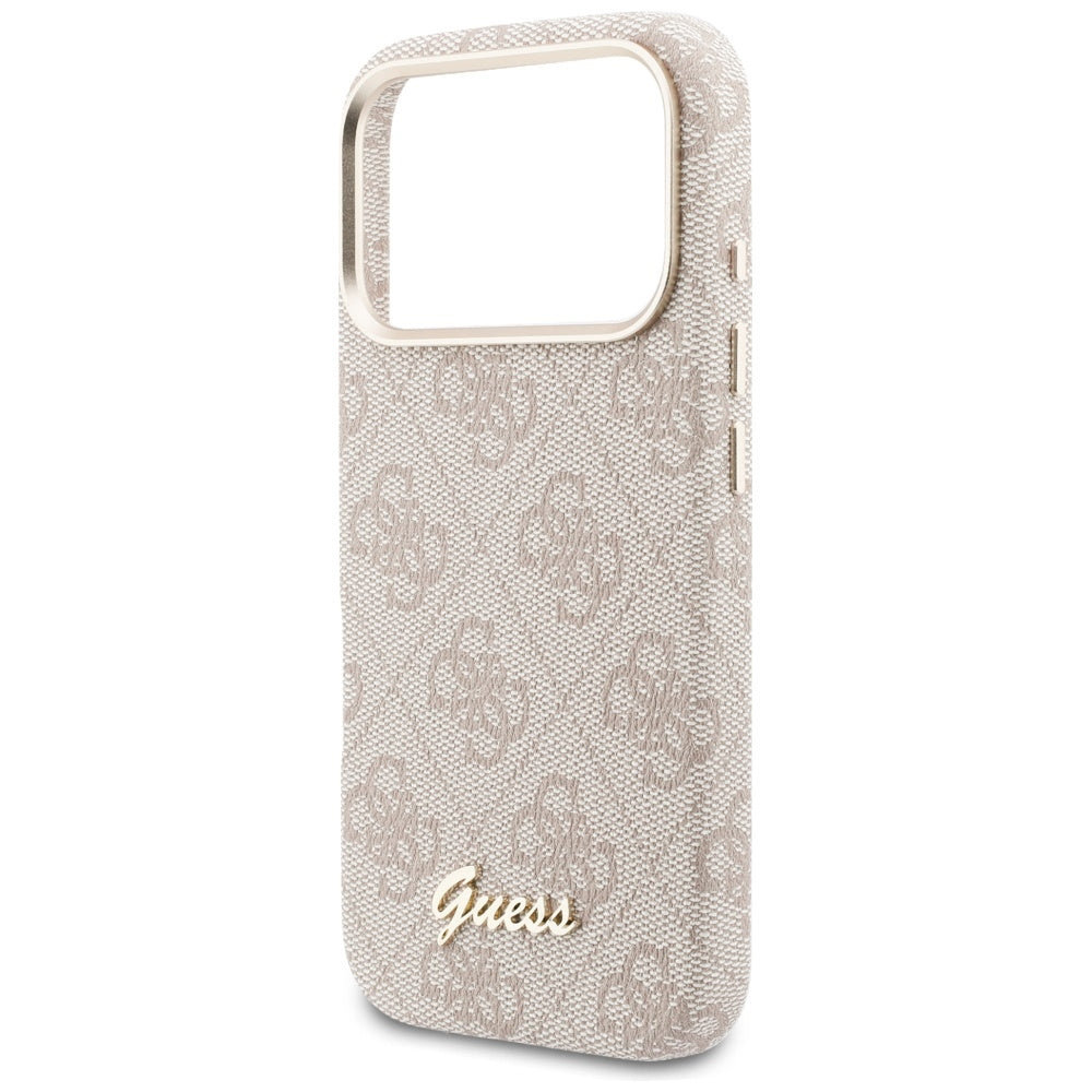 Custodia MagSafe per Apple iPhone 17 Pro Max, Guess, 4G Script Logo, Rosa