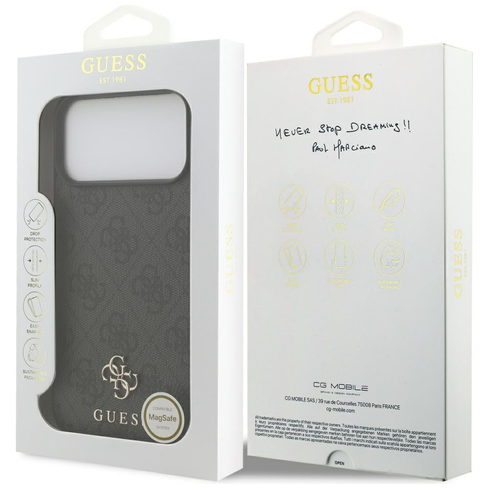 Custodia MagSafe per Apple iPhone 17 Pro Max, Guess, 4G Small and Classic Logo, Nera