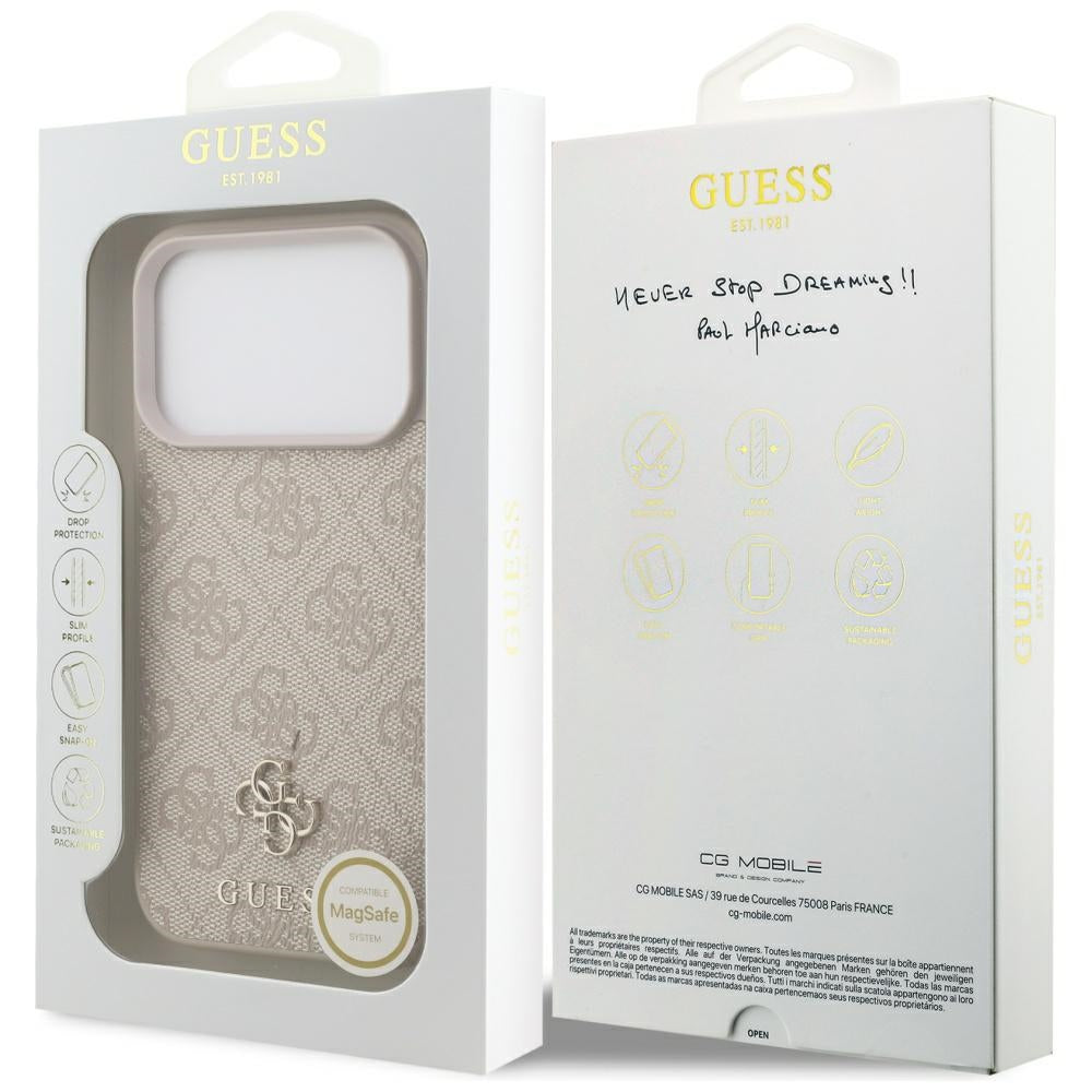 Custodia MagSafe per Apple iPhone 17 Pro Max, Guess, 4G Small and Classic Logo, Rosa