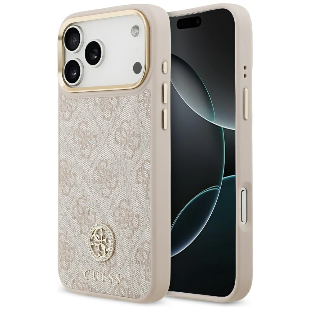 Custodia MagSafe per Apple iPhone 17 Pro Max, Guess, Logo Strass 4G, Rosa