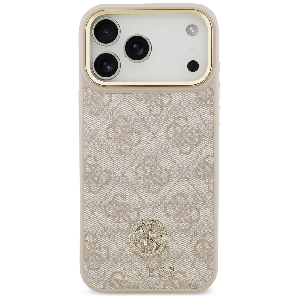 Custodia MagSafe per Apple iPhone 17 Pro Max, Guess, Logo Strass 4G, Rosa
