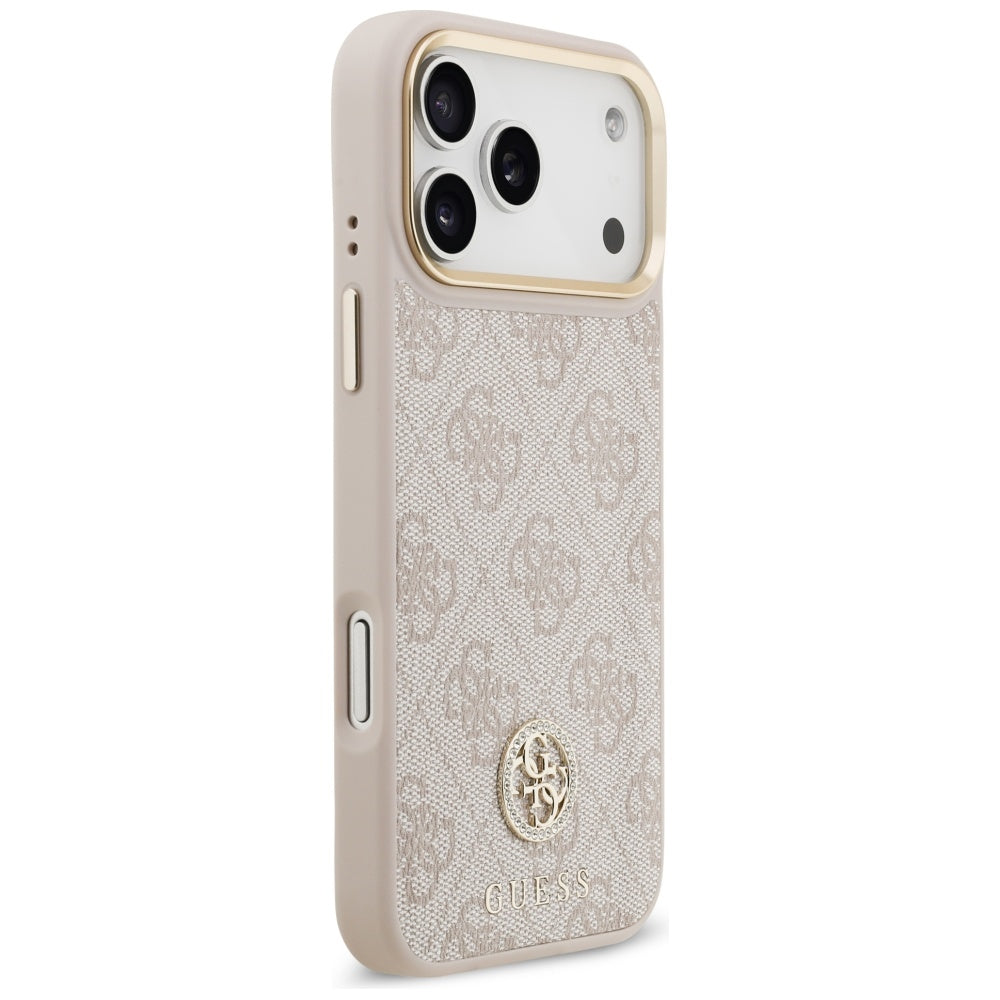 Custodia MagSafe per Apple iPhone 17 Pro Max, Guess, Logo Strass 4G, Rosa
