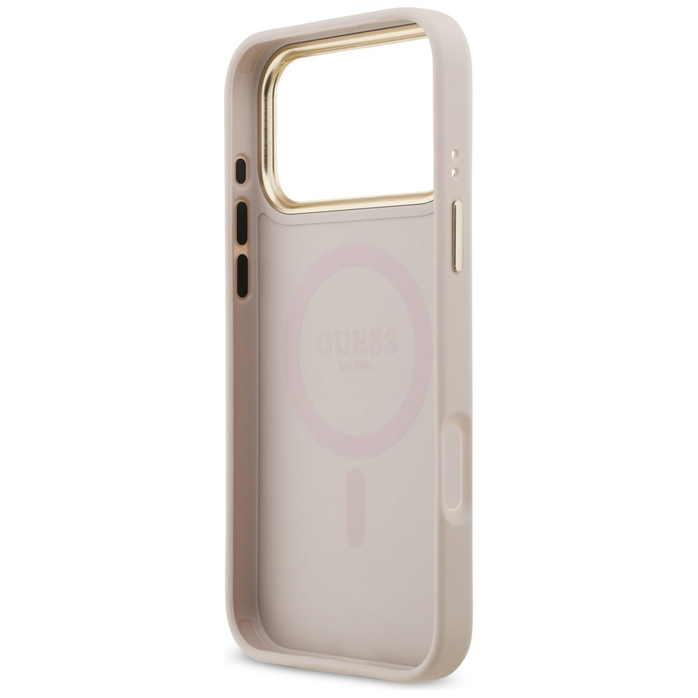 Custodia MagSafe per Apple iPhone 17 Pro Max, Guess, Logo Strass 4G, Rosa
