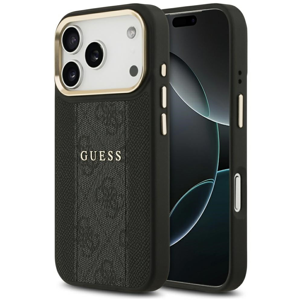 Custodia MagSafe per Apple iPhone 17 Pro Max, Guess, 4G Stripe, Nera