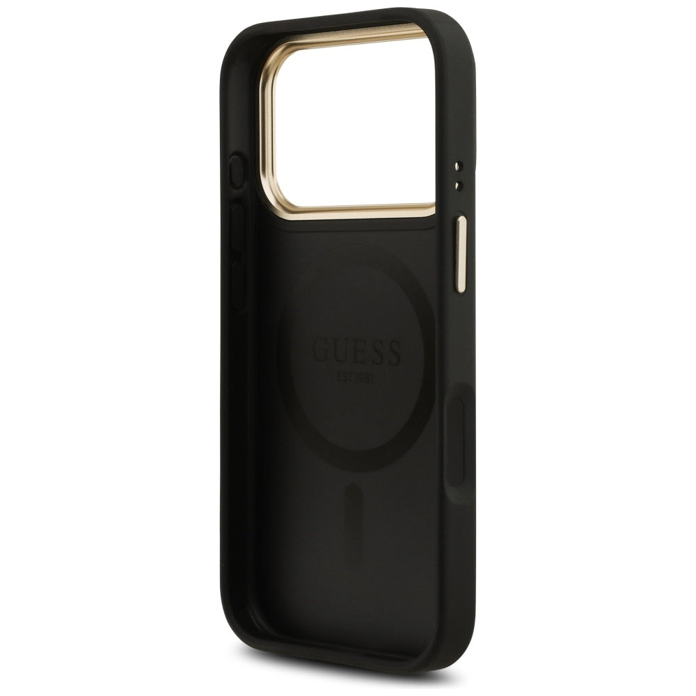 Custodia MagSafe per Apple iPhone 17 Pro Max, Guess, 4G Stripe, Nera