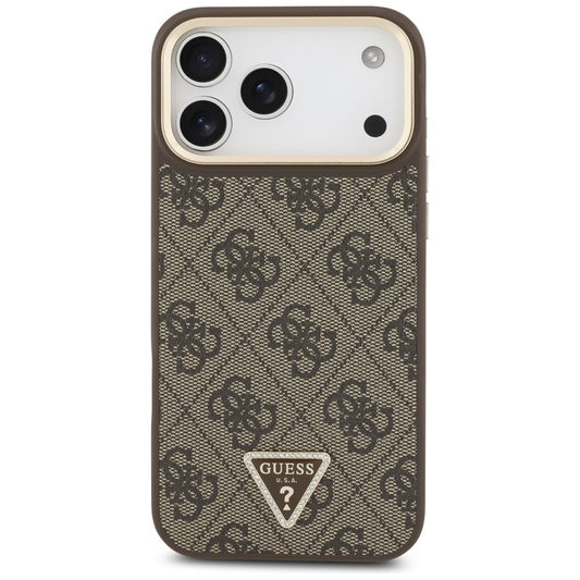 Custodia MagSafe per Apple iPhone 17 Pro Max, Guess, Logo Triangolo 4G, Marrone Dorato