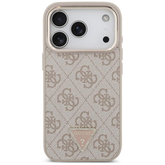 Custodia MagSafe per Apple iPhone 17 Pro Max, Guess, Logo Triangolo 4G, Rosa Dorato
