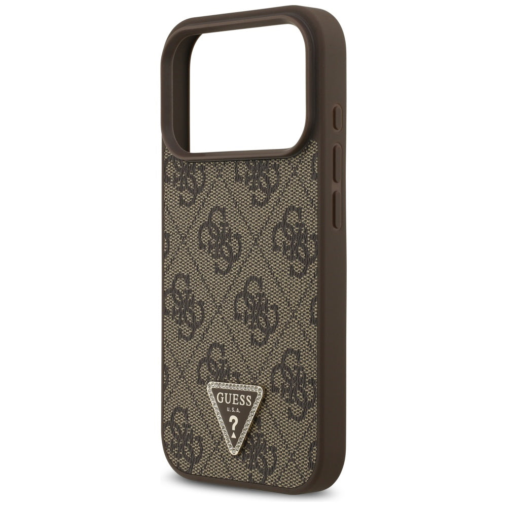 Custodia MagSafe per Apple iPhone 17 Pro Max, Guess, 4G Triangle Strass, Marrone