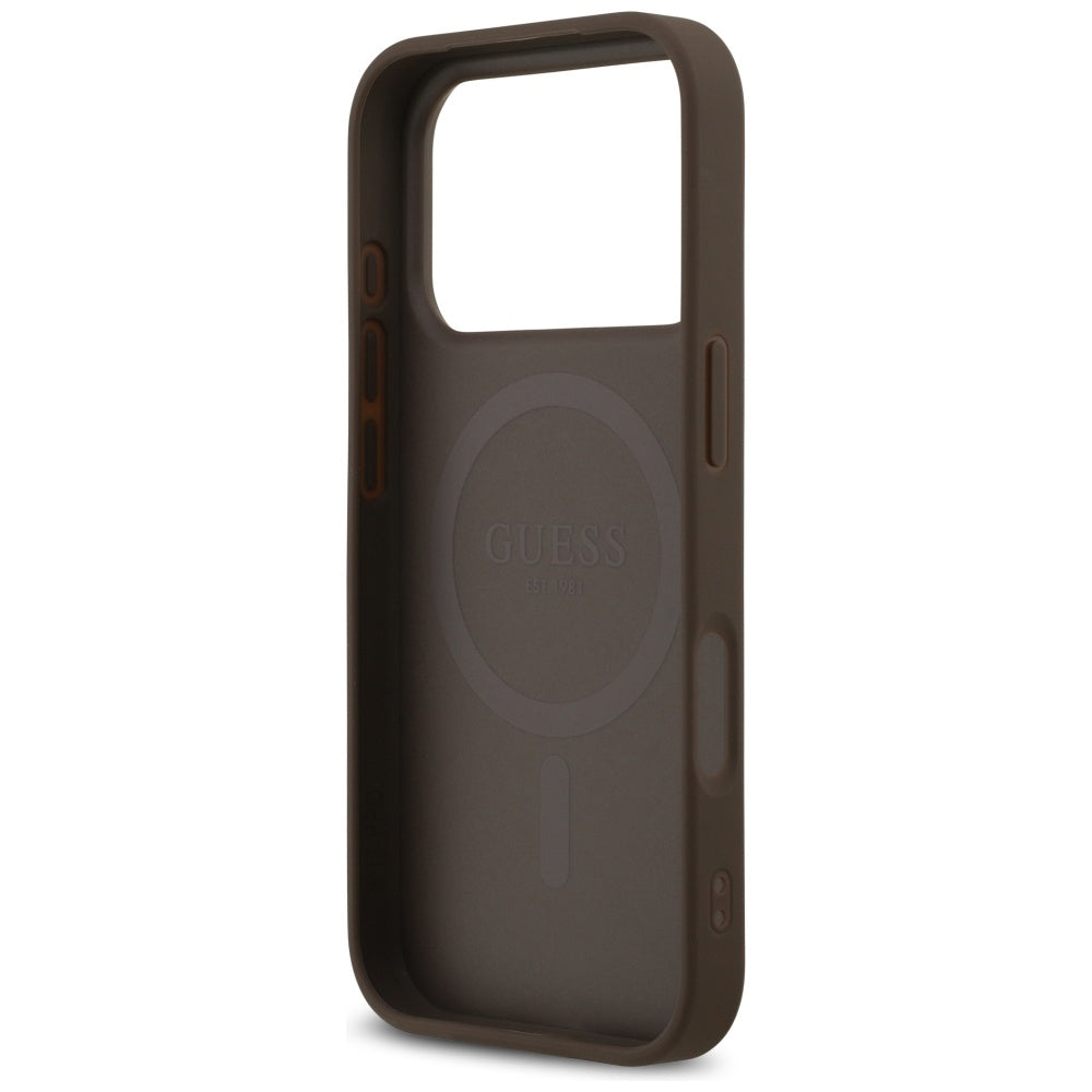 Custodia MagSafe per Apple iPhone 17 Pro Max, Guess, 4G Triangle Strass, Marrone