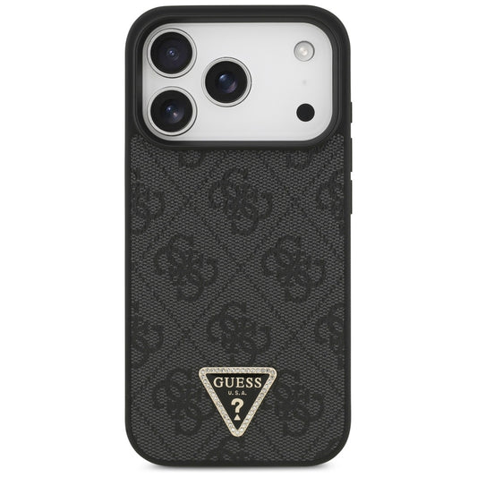 Custodia MagSafe per Apple iPhone 17 Pro Max, Guess, 4G Triangle Strass, Nera